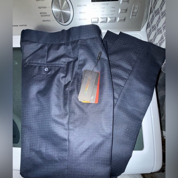 NWT Cliff-in "Italian Fit" Men’s Trousers - Dark Blue Grid Pattern - Sz 34 - Picture 12 of 15